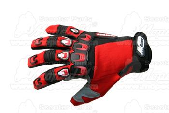 Rukavice X3 XS dlhé prsty čierny/červený streč, neoprén gumové flaky na záprstí, syntetická koža na dlani Mzone