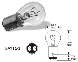 Žiarovka 12V 21/5W Bay 15d P 21/5W červena